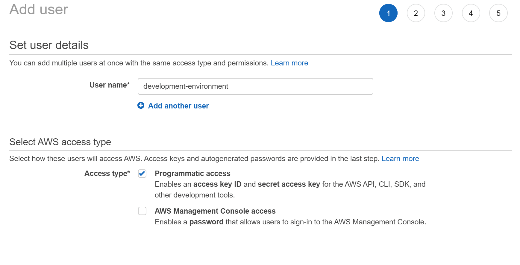 AWS IAM Add User